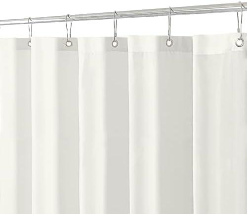Biscaynebay Extra Long Fabric Shower Curtain Liner 72 Inch Width by 84 Inch Length, Ivory Water Resistant Bathroom Curtain, Rust Resistant Grommets Top Machine Washable