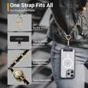 MAGEASY Cell Phone Chain Lanyard Crossbody with Tether Tab & Attachment Clip, Metal & Leather Strap with 360 Rotatable Buckle Adjustable Length, Chic Rust-Proof Strap for iPhone (Classic Gold)