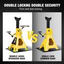 YELLOW JACKET Car Jack Stands 3 Ton with Double Locking and Large Foot Base for Lifting SUVS, Heavy Duty Steel, 6600 lb Capacity, 1 Pair, Yellow