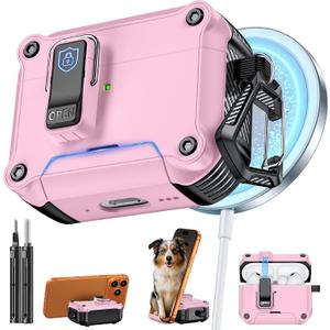 Inesore Compatible with AirPods Pro 3 Generation Case,Secure Lock & Phone Stand Design,Compatible with MagSafe,Automatic Snap Switch Secure Cover for New AirPods Pro 3rd (2025)-Pink