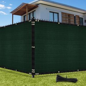 UIRWAY Dark Green Privacy Screen Fence 4x50 FT, Heavy Duty 170GSM 90% Blockage Chain Link Fence Privacy Screen, UV Resistant Outdoor Windscreen Shade Net for Backyard Garden Patio Yard with Cable Ties