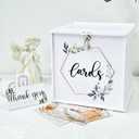 Our Warm White Wedding Card Box with Lock, PVC Gift Card Box for Wedding Reception, Eucalyptus DIY Wedding Envelope Money Card Box for Party, Graduation, Birthday Baby Shower Decorations