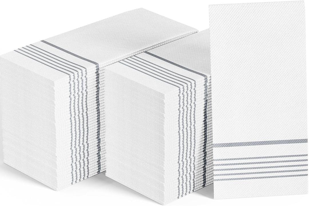 400 Pack Paper Dinner Napkins, Absorbent Paper Napkins, Premium Quality Guest Towels, 2-Ply Disposable Hand Towels for Kitchen, Events, Parties or Events (Silver)