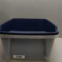 IRIS USA Cat Litter Box, Litter Box Enclosure with Scoop and Front Door Flap, Covered Kitty Litter Box for Privacy, Portable, Easy to Clean, Navy