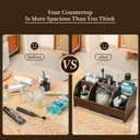 Bathroom Organizers on Counter,Wooden & Metal 7-Slot Solid One-Piece Bathroom Organizer with Drainage,Large Size Toothbrush Holders for Bathrooms, Vanity Storage