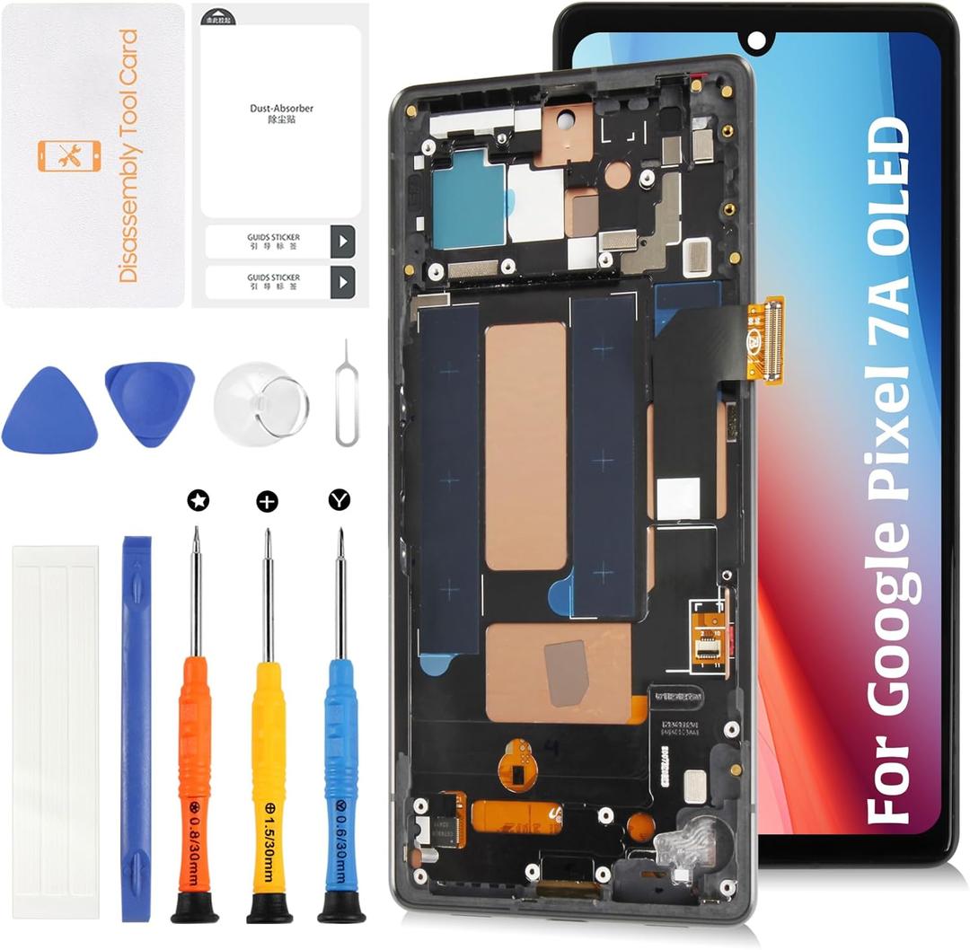 OLED for Google Pixel 7A 6.0" Display Screen +Frame LCD Screen Replacement Display Touch Digitizer Assembly G0DZQ GWKK3 GHL1XFingerprint Transfer Required