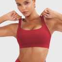 YEOREO Sports Bras for Women Medium Support Racerback Padded Running Bra Tracii Square Neck Wireless Workout Gym Crop Top (Red, M)