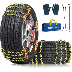 Snow Tire Chains for Car SUV Pickup Trucks, Universal Car Snow Chains, Snow Traction for Tires, Fit for Tire Width 195 205 215 220 225 235 240 245 255 265