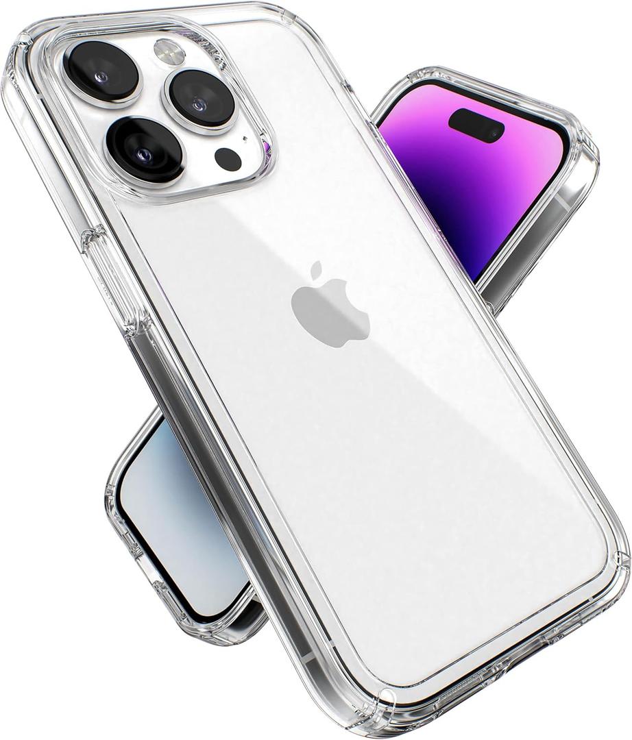 Speck Clear iPhone 14 Pro Case - Drop Protection with Scratch Resistant Dual Layer Slim Phone Case for 6.1 Inch iPhones 14 Pro Cases - Anti-Yellowing & Anti-Fade Case - GemShell