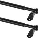 KXLife 2 Pack Adjustable Curtain Rod for Windows 30-54 Inch, 1/2" Diameter, Small Cafe Decorative Window Curtain Rod with Brackets (Black)