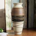 Ceramic Rustic Farmhouse Vase, 12.6" Large Vintage Flower vase for Home Decor, Tall Boho Textured Vases for Living Room, Table, Mantel, Shelf and Centerpieces Decor and Housewarming
