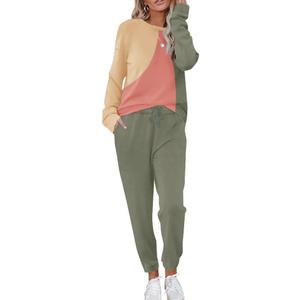 ETCYY NEW Lounge Sets for Women Two Piece Outfits Sweatsuits Sets Long Pant Loungewear Workout Athletic Tracksuits (XX-Large, Colorblock-3)