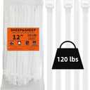 SHEEP&SHEEP White Zip Ties 12 Inch(100 Pieces), Heavy Duty Self-Locking Nylon Cable Ties, 120LBS Tensile Strength, Ideal for Indoor & Outdoor Use