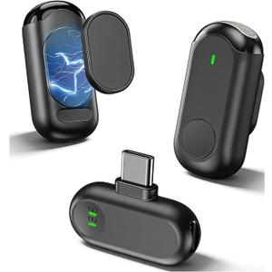 Wireless Mini Microphone for iPhone Android, Magnetic Mini Mic for Video Recording, 2-in-1 Plug & Play Lapel Professional Mic With Noise Reduction, Mute, and Reverb for YouTube TikTok Vlog Podcast