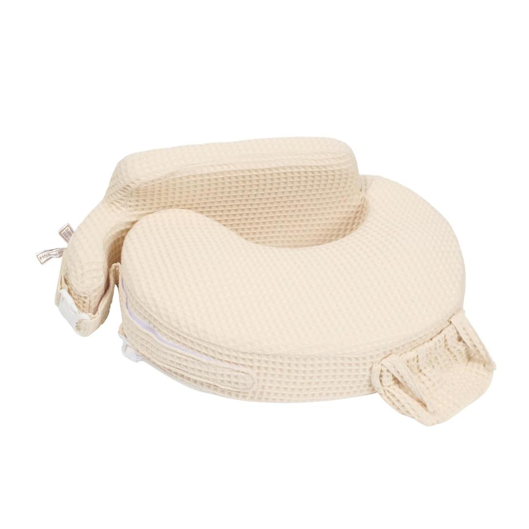 My Brest Friend Super Deluxe Nursing Pillow-Enhanced Comfort & Ergonomic Breastfeeding Pillow for Ultimate Support For Mom & Baby-Adjustable and with Handy Side Pocket,100%Woven Cotton Oatmeal Waffle