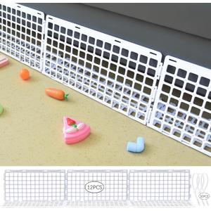 12 Pcs Under Couch Blocker for Bed Adjustable Furniture Plastic Under Bed Blocker with 30 Ties White Couch Barriers for Dogs Pets Cats (Style3)