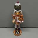 Nutcracker Gingerbread Figure, 14.4 Inch Wooden Christmas Nutcracker Decor, Xmas Nutcracker Figures Mantel Ornament Festival Shelves Decorations
