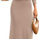 Glamaker Womens 2 Piece Skirt Sets Fall Long Sleeve Sweater Dress Casual Knit Midi Dress Travel Outfits Winter Clothes 2025 (Small, Khaki)