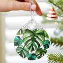 Monstera Plant Ornament  Christmas Decoration & Christmas Ornament; Stained Glass Holiday Decoration (Holiday Present, Bauble Present, Gift Idea, Gift Exchange) | Heirloom Keepsakes