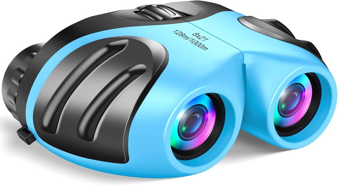 LET'S GO! Binocular for Kids, Compact High Resolution Shockproof Binoculars (Light blue)