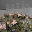 30 Pack Artificial Flowers with Vase Bulk, 20 Bundles Silk Floral Bouquet 10 Clear Vase with 1 Pcs Rope, Mason Jar Table Centerpiece Arrangement Wedding Party Decor(Chrysanthemum,Purple)