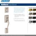 Schlage F60 ADD 622 GEO Addison Front Entry Handleset with Georgian Knob, Deadbolt Keyed 1 Side, Matte Black