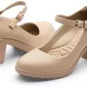 Cusolemore Mary Jane Heels with Arch Support, Closed Round Toe Chunky Pumps for Women, Comfortable Block Heel Dress Shoes Size 10