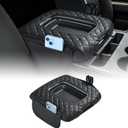 JOYTUTUS Center Console Cover Compatible with Silverado Sierra 2014-2018 Jump Seat, Leather Arm Rest Armrest Cover for Car, Durable Middle Console Cover Replacement for Trucks, with 2 Pocket