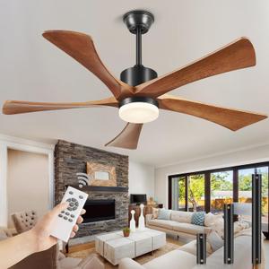 72 Inch Ceiling Fans with Lights and Remote, USA Original Patent 72" Large Ceiling Fan, 3 Downrods, 5 Wood Blades, ETL Listed, 6 Speeds Quiet DC Motor Outdoor Indoor Modern Fan, 72", Walnut