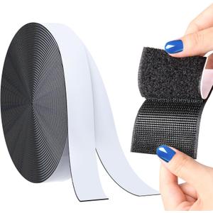 Industrial-Strength Hook-and-Loop Tape, 1.18" x 11.5', Super Strong Sticky Strips Roll for Home, Office, School, Car, Black
