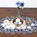 LINENS Art and Things Lace Table Runner Blue Navy and White European Large Placemat Dresser Scarf Doily (14Wx27L)