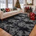 5x7 Ft Large Shag Rugs for Bedroom Living Room Decor for Men Boys, Tie Dyed Ultra Soft Fluffy Furry Area Rug for Indoor Floor, Aesthetic Carpet for Home Decor (Dark Grey)
