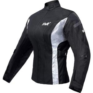 HWK Adventure/Touring Motorcycle Jacket for Women, Women's Motorcycle Jacket with CE Armor for Enduro Motorbike Riding (Black/White)