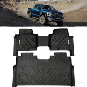 All Weather Floor Mat for Ford F-150 SuperCrew 2015-2026, TPE Car Mat Full Set Front & Rear 3PCS,Custom Fit F150 Floor Liners - Anti-Slip Waterproof Odorless Easy Clean - Black