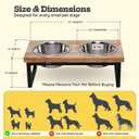 Elevated Dog Bowls, 4” Small Dogs & Cats Raised Bowl Mango Wood Stand, Food & Water 2 Stainless Steel Dishes Each 16oz/2Cup Capacity, Non-Slip Pet Feeder Station in Brown for Toy Breeds