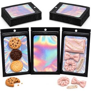 Smell Proof Black Plastic Cookie Bags with Zipper 5" x 6.6" (12.7 x 16.5cm) Pack of 100 – Resealable Pouches for Food Storage, Handmade Soap, and DIY Craft Supply Kit