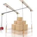 Heavy Duty Overhead Garage Storage Pulley Lift System, 300LBS Load Capacity, Ceiling Mounted Rack with Adjustable Height, for Bikes, Boxes and Bins, Home Garage Organization Not Include Racks