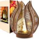 Solar Outdoor Lights Garden Decor Waterproof Crackle Glass Globe,Metal Yard Art Outdoor Solar Garden Lights for Decor Yard,Porch,Patio Decorations.Gardening Gifts for Women/Mom. (Rust)