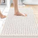 OLANLY Bathroom Rug Mat 24x16, Thick Soft and Absorbent Chenille Bath Mat, Non-Slip Rubber Backing, Machine Washable Quick Dry Bath Rugs for Tub Shower Floor, Home Decor Accessories, Ivory