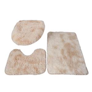 3Pcs/Set Bathroom Rug Absorbent Non Slip Floor Mat U-Shaped Plush Mat Toilet Lid Cover Mat with Rubber Backing for Bathroom Shower Toilet (Pink)