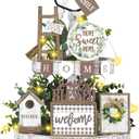 Set of 11 Summer Farmhouse Tiered Tray Decor Rustic Home Tiered Tray Decorations Set Wooden Signs Home This is Us Farmhouse Tabletop Wood Signs for Kitchen Table Shelf Decor