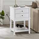 conifferism White Nightstand with Charging Station 28 inches Tall for Bedroom, Sofa Side Table with 2 Drawers,Large End Table with USB Ports,Modern Bedside Table for Home Living Room, 15.7d X 18.9w X 28.3h in
