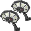 OKPRO Solar Lights Outdoor, 168LED 6500K Flood Light Dusk to Dawn, 8 Sides Solar Outdoor Lights with Motion Sensor, IP66 Waterproof Solar Street Lights Outdoor for Yard, Pools(2 Pack)