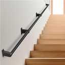 Industrial Stair Railing Metal Hand Rails for Indoor Stairs Wall Mount Staircase Handrails 1.25" Pipe Stair Handrail for Steps Black Aluminum Stairway Railing for Outdoor & Indoor Stairs 10ft