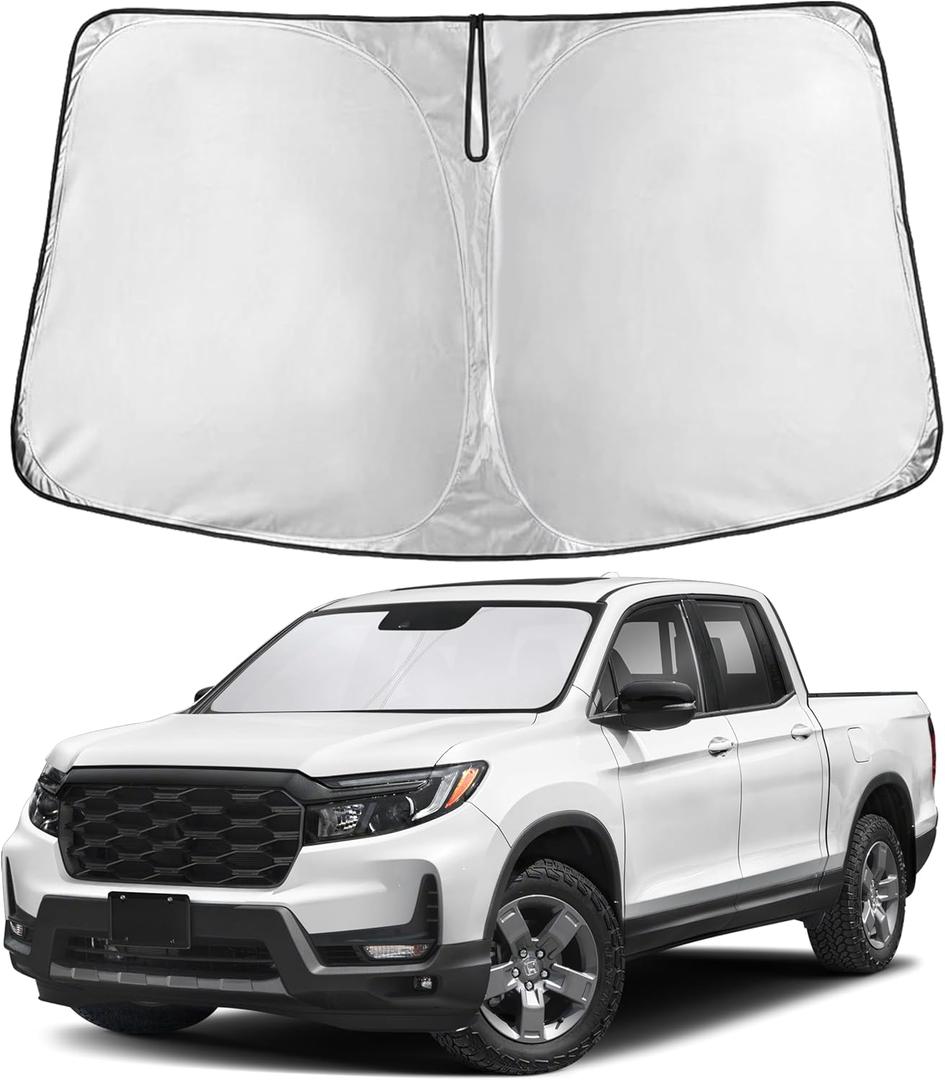EcoNour Windshield Sun Shade Compatible for Honda Ridgeline 20172026 | Custom Fit Pickup Truck Front Window Sunshade | Foldable Heat & UV Reflective Sun Visor
