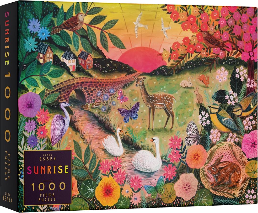 Elena Essex Jigsaw Puzzles 1000 Pieces - Sunrise, Spring Summer Puzzle, Countryside Nature Flower Tree Landscape Puzzle, Size 28 x 20 inches
