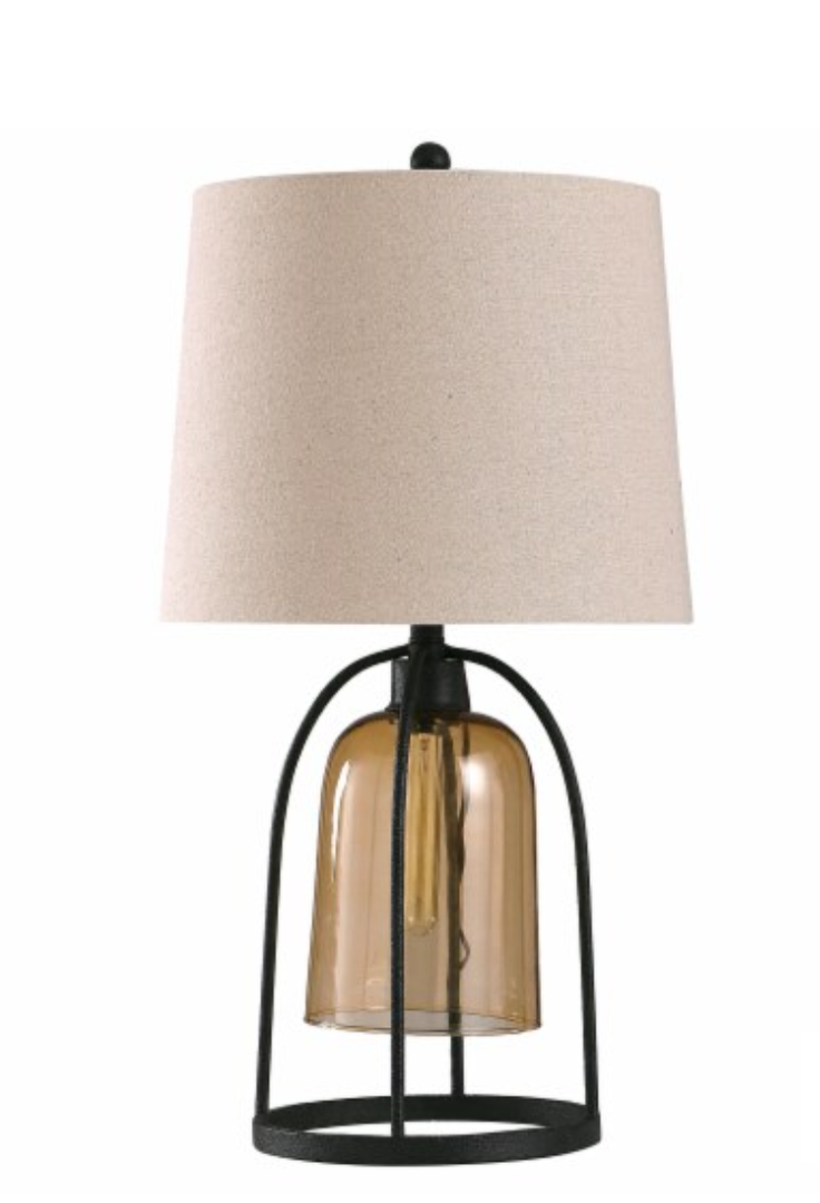 StyleCraft Malvern Industrial Table Lamp - Amber / Black