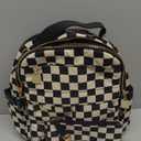 Checkered Backpack Purse for Women Plaid Back Pack Purses Leather Backpack Bags Handbags for Travel Work (Black)