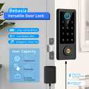 BEBASIA Fingerprint Door Lock for Front Door with Handle Set, App Control, Smart Keyless Entry Digital Electronic Keypad Touchscreen Deadbolt, Easy Install, Auto Lock, Black