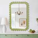 Bathroom Mirror for Wall with Wooden Beaded, 30"x20" Rectangular Solid Wood Vanity Mirror for Farmhouse, Bathroom, Bedroom Decor(Green)